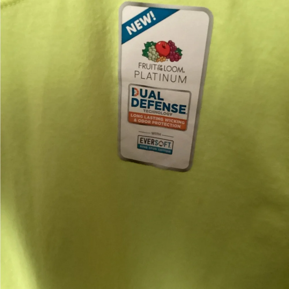 NWT Fruit of the Loom Platinum Neon Yellow Tee Sz L sleeveless crew neck